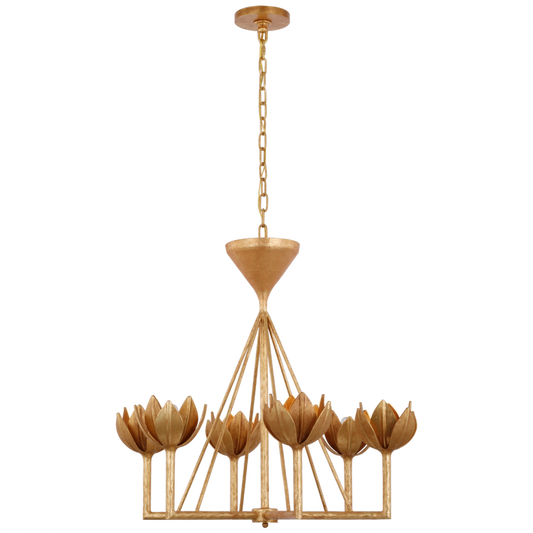 Alberto Small Low Ceiling Chandelier - Antique Gold Leaf