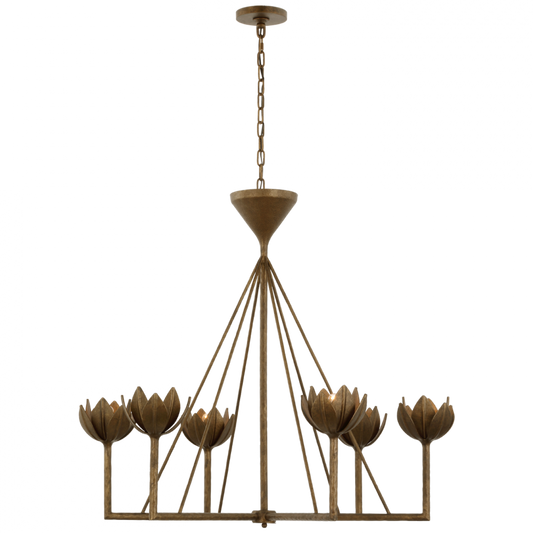 Alberto Large Low Ceiling Chandelier - Antique Bronze Leaf