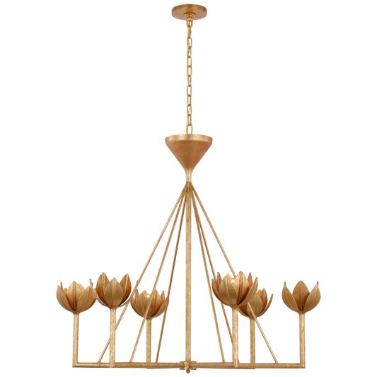 Alberto Large Low Ceiling Chandelier - Antique Gold Leaf