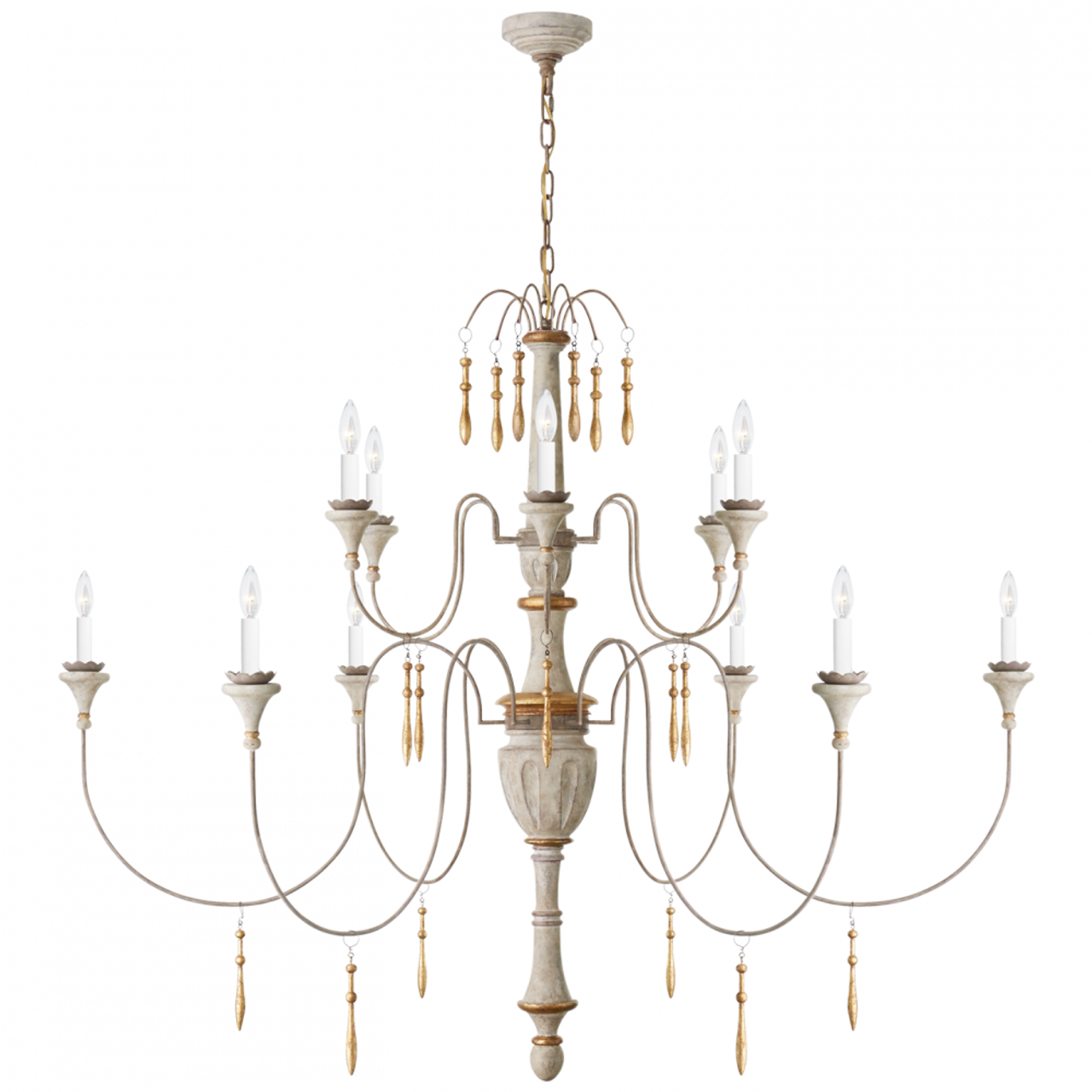 Fortuna Chandelier, 12-Light, Vintage White, Gild, 58.5"W (JN 5014VW CPTW4)