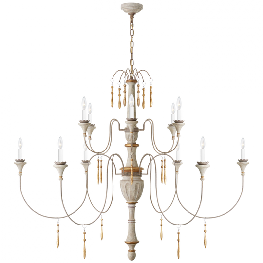 Fortuna Chandelier, 12-Light, Vintage White, Gild, 58.5"W (JN 5014VW CPTW4)