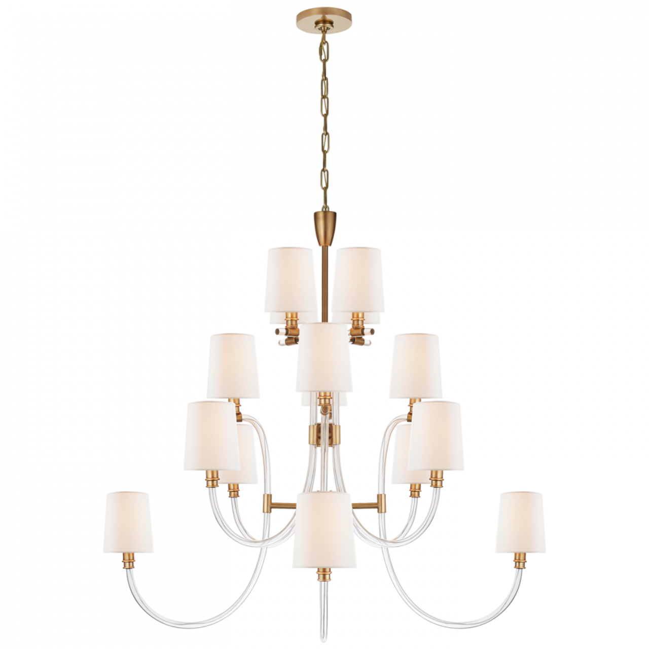 Clarice Chandelier, 16-Light, Clear Acrylic, Antique Brass, 44.25"W (JN 5030CG/AB-L CLV5G)