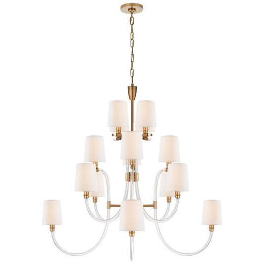 Clarice Chandelier, 16-Light, Clear Acrylic, Antique Brass, 44.25"W (JN 5030CG/AB-L CLV5G)