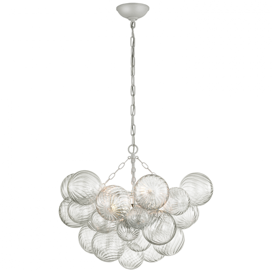 Talia Medium Chandelier - Plaster White and Clear Swirled Glass