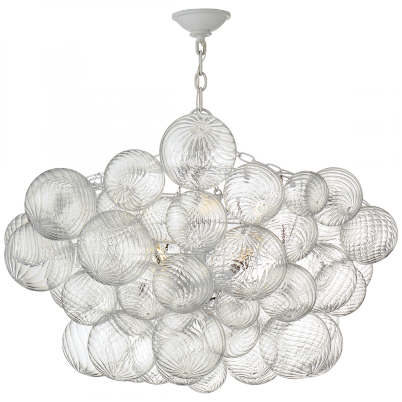 Talia Chandelier, 8-Light, Plaster White, Clear Swirled Glass, 33"W (JN 5112PW/CG CTYJE)