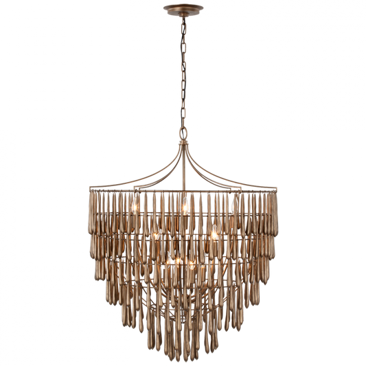 Vacarro Large Chandelier, 12-Light, Antique Bronze Leaf, 32.25"W (JN 5132ABL CU0GT)