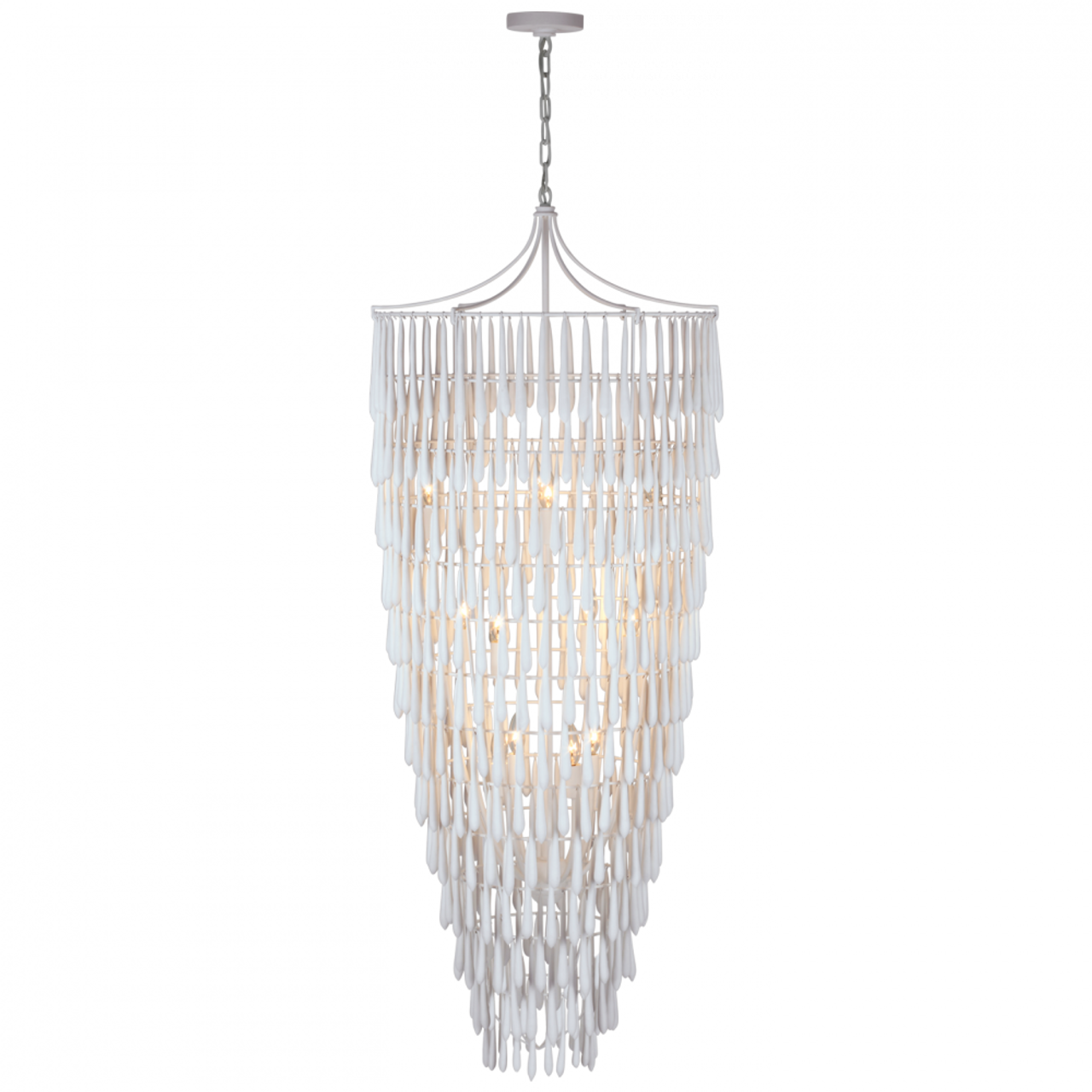 Vacarro Tall Cascading Chandelier, 12-Light, Plaster White, 25"W (JN 5135PW CU3DN)