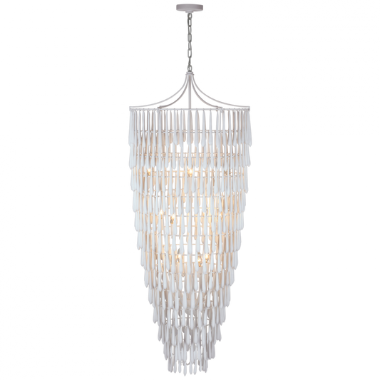 Vacarro Tall Cascading Chandelier, 12-Light, Plaster White, 25"W (JN 5135PW CU3DN)