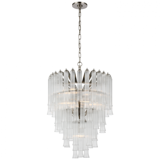 Lorelei Small Waterfall Chandelier, 9-Light, Polished Nickel, 20.5"W (JN 5252PN-CG CX32U)