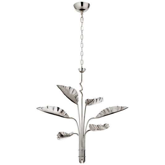 Dumaine Pierced Leaf Chandelier, 6-Light, Polished Nickel, 41.75"W (JN 5517PN CPVV5)