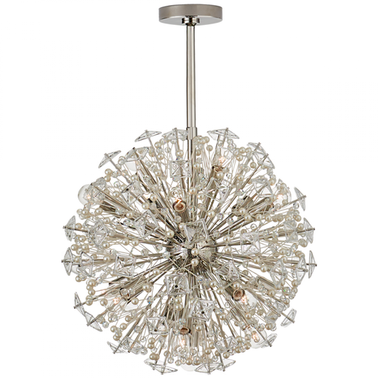 Dickinson Chandelier, 17-Light, Polished Nickel, 22.25"W (KS 5005PN-CG CLY2Q)