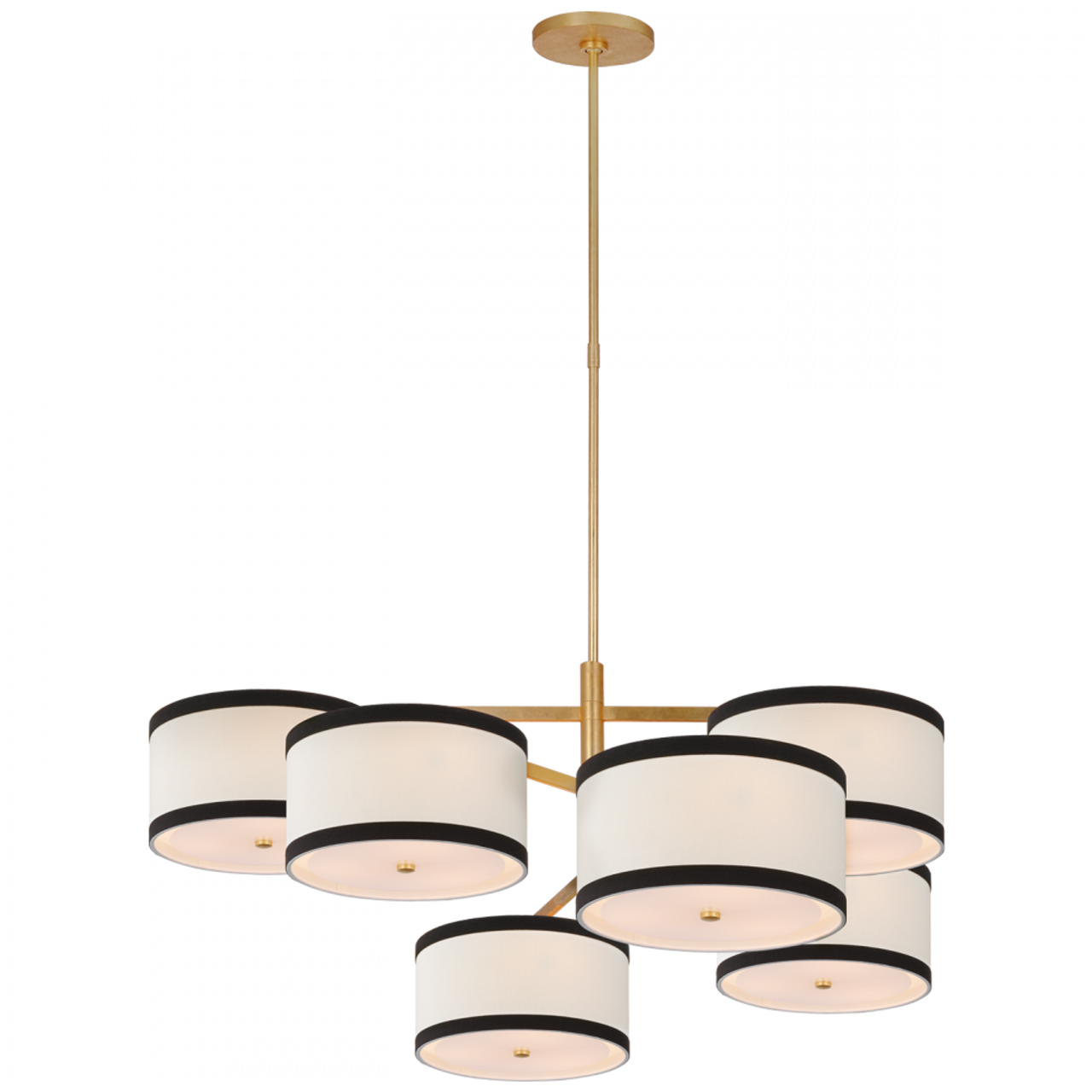 Walker X-Large Offset Chandelier, 18-Light, LED, Gild, Linen Shade, 41.25"W (KS 5072G-L/BL D03T3)