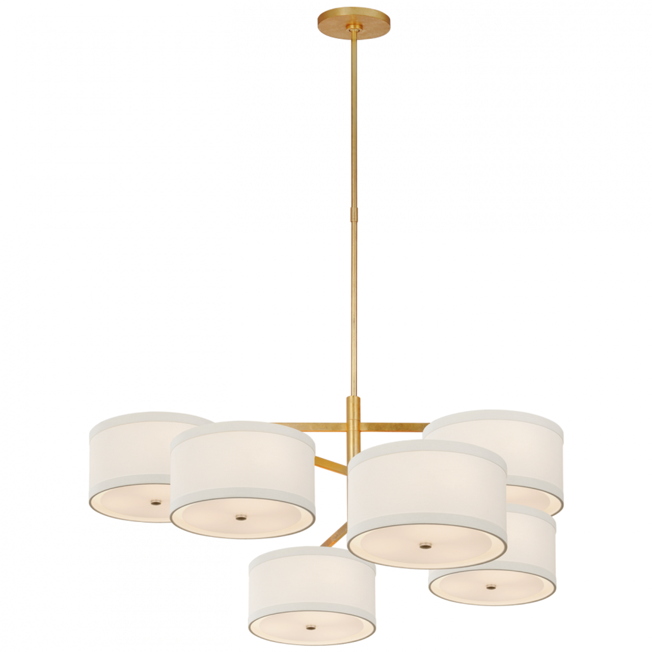 Walker X-Large Offset Chandelier, 18-Light, LED, Gild, Linen Shade, 41.25"W (KS 5072G-L D03Q7)