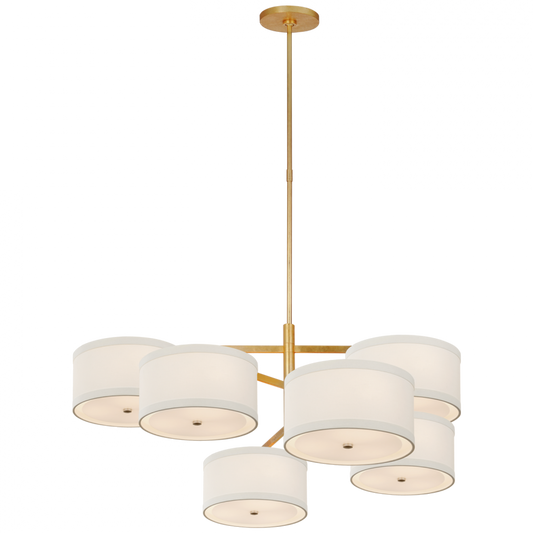 Walker X-Large Offset Chandelier, 18-Light, LED, Gild, Linen Shade, 41.25"W (KS 5072G-L D03Q7)