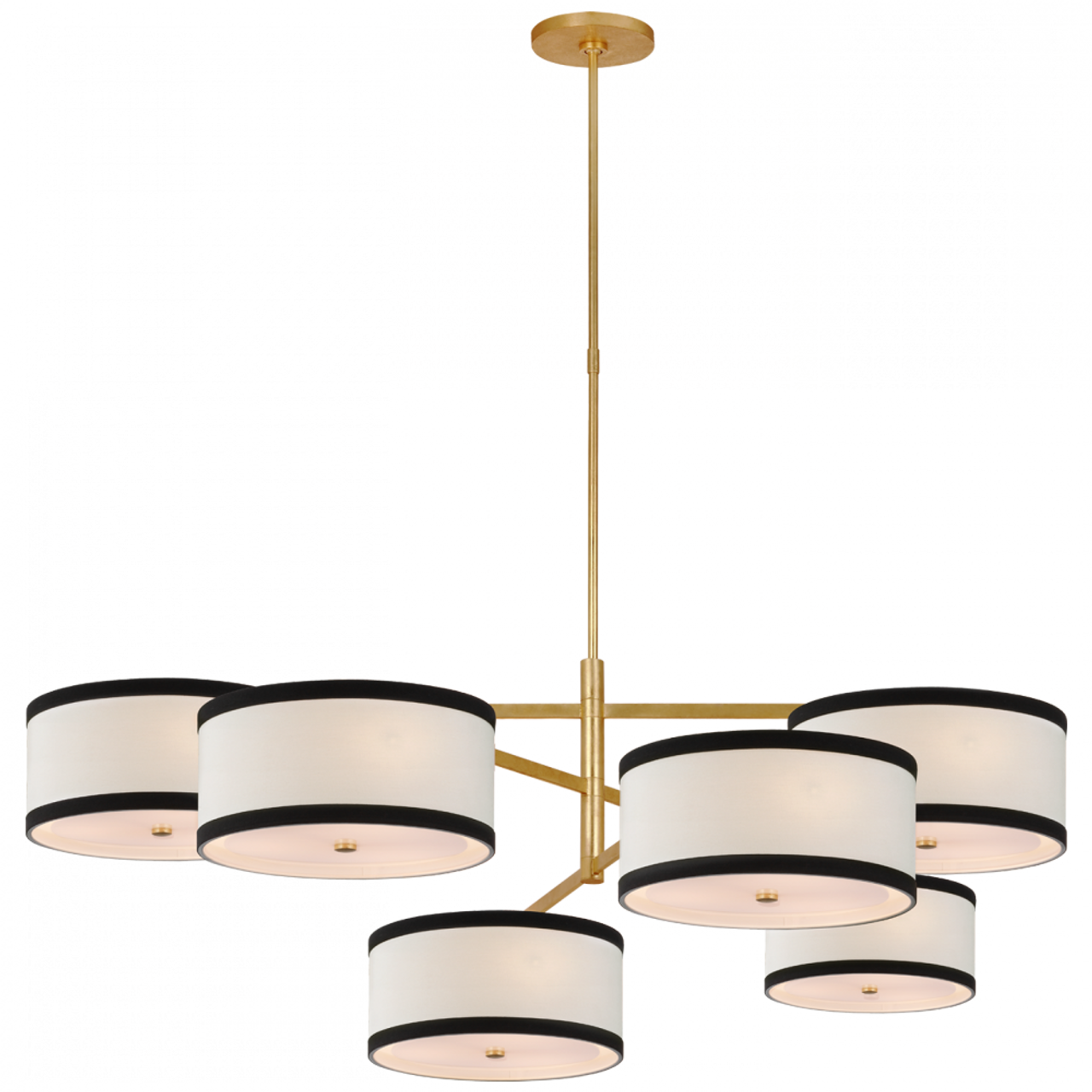 Walker Grande Offset Chandelier, 18-Light, LED, Gild, Linen Shade, 53"W (KS 5073G-L/BL D03QA)