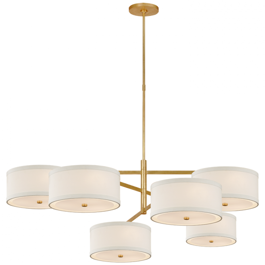 Walker Grande Offset Chandelier, 18-Light, LED, Gild, Linen Shade, 53"W (KS 5073G-L D03Q9)