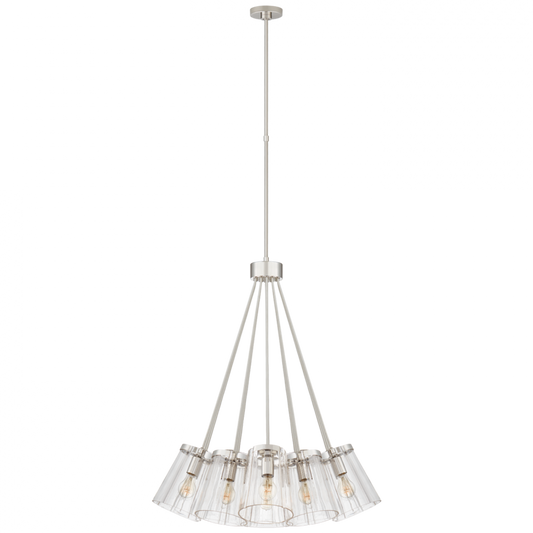 Thoreau Chandelier, 19-Light, Polished Nickel, Cream, 34"W (KS 5127PN/CRE-CG CTVK1)