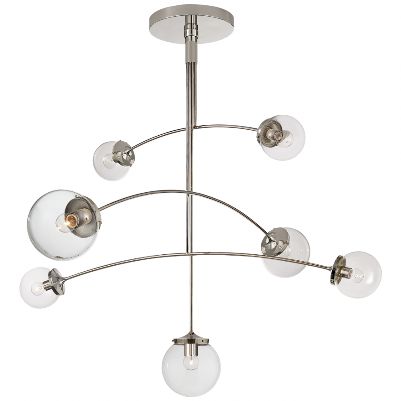 Prescott Chandelier, 7-Light, Polished Nickel, Clear Glass, 55"W (KS 5404PN-CG CHVFH)