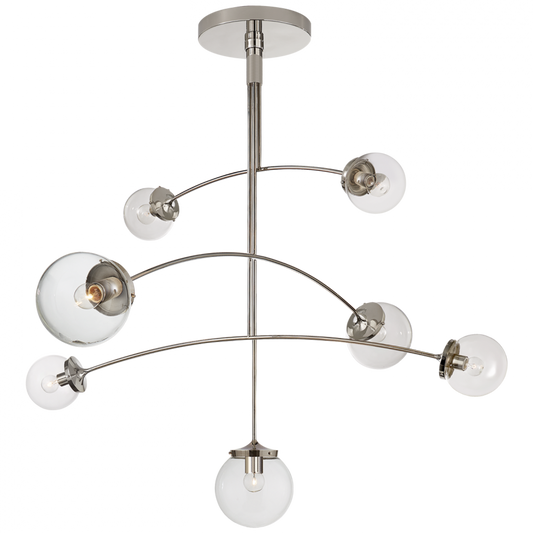 Prescott Chandelier, 7-Light, Polished Nickel, Clear Glass, 55"W (KS 5404PN-CG CHVFH)