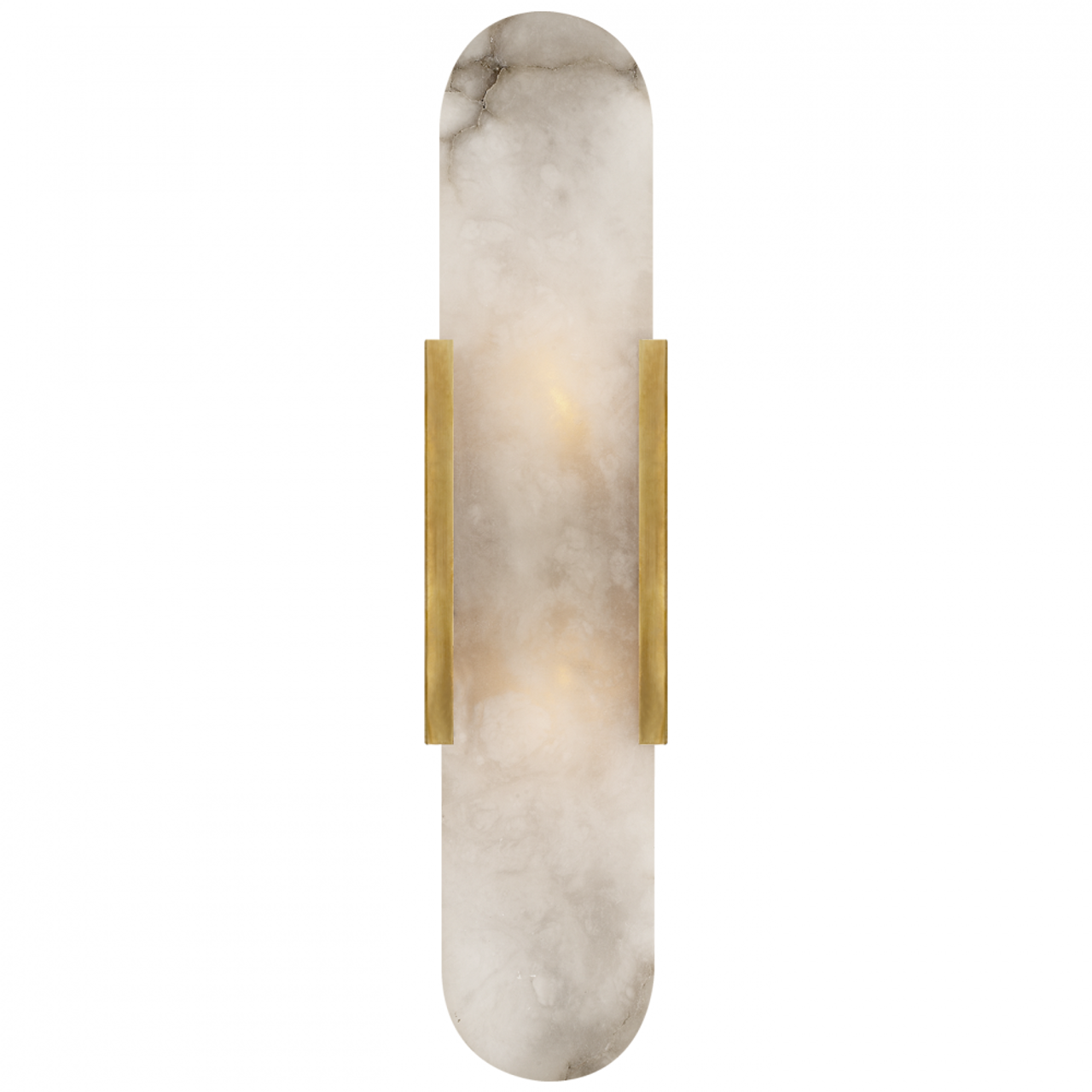 Melange Elongated Wall Sconce, 2-Light, Antique-Burnished Brass, Alabaster Shade, 20"H (KW 2013AB-ALB 2V3RJ)