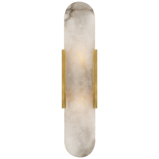 Melange Elongated Wall Sconce, 2-Light, Antique-Burnished Brass, Alabaster Shade, 20"H (KW 2013AB-ALB 2V3RJ)