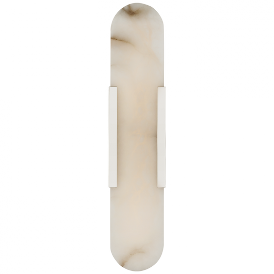 Melange Elongated Sconce, 1-Light, LED, Polished Nickel, Alabaster Shade, 20"H (KW 2018PN-ALB D01UU)