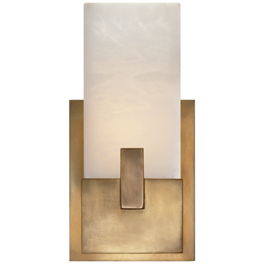 Covet Short Clip Bath Wall Sconce, 1-Light, Antique-Burnished Brass, Alabaster Shade, 10.75"H (KW 2113AB-ALB 2UZW0)