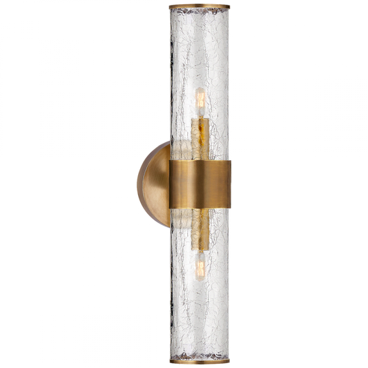 Liaison Bathroom Wall Sconce, 2-Light, Antique Burnished Brass, Crackle Glass, 22"H (KW 2118AB-CRG 2V8MH)