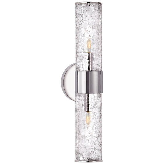 Liaison Bathroom Wall Sconce, 2-Light, Polished Nickel, Crackle Glass, 22"H (KW 2118PN-CRG CHQJX)