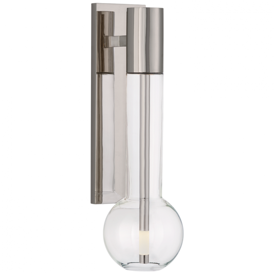 Nye Wall Sconce, Bracketed, LED, Polished Nickel, Clear Glass, 19.5"H (KW 2130PN CPWVQ)