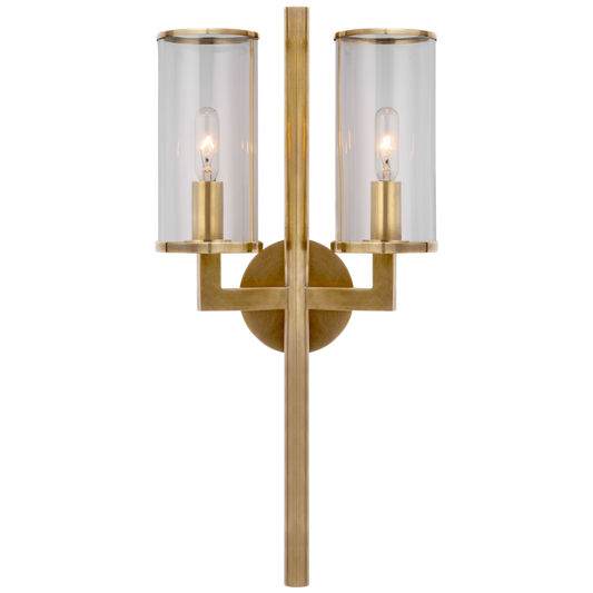 Liaison Double Wall Sconce, 2-Light, Antique-Burnished Brass, 19"H (KW 2201AB-CG CX153)