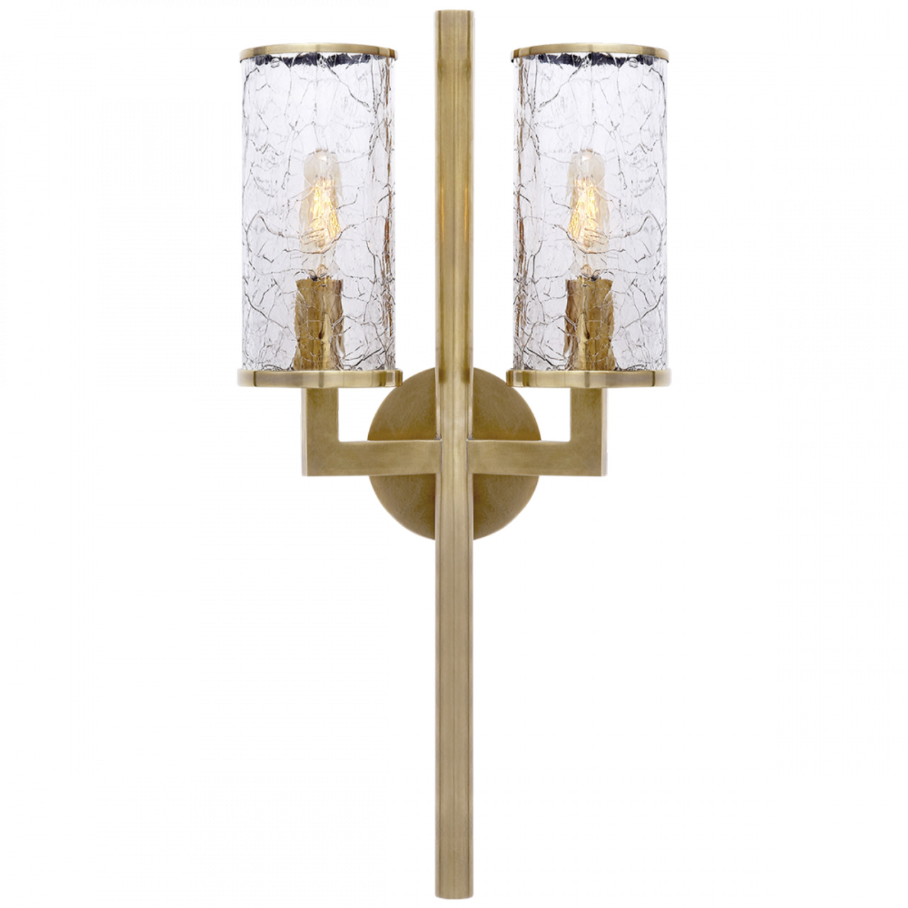 Liaison Wall Sconce, 2-Light, Antique Burnished Brass, Crackle Glass, 19"H (KW 2201AB-CRG 2R429)