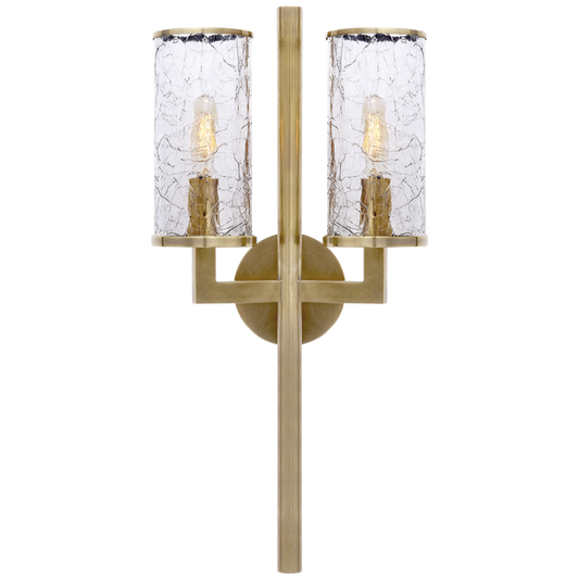 Liaison Wall Sconce, 2-Light, Antique Burnished Brass, Crackle Glass, 19"H (KW 2201AB-CRG 2R429)