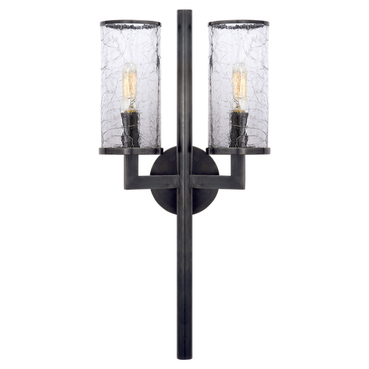 Liaison Wall Sconce, 2-Light, Bronze, Crackle Glass, 19"H (KW 2201BZ-CRG 2R42A)