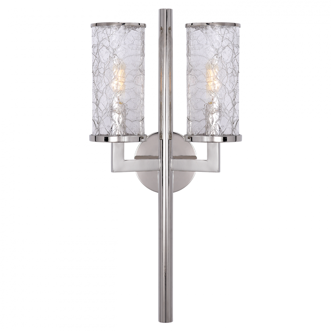 Liaison Wall Sconce, 2-Light, Polished Nickel, Crackle Glass, 19"H (KW 2201PN-CRG 2R42C)