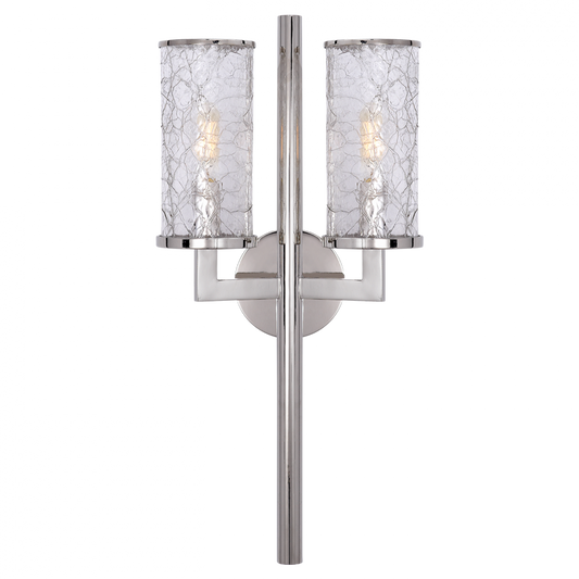 Liaison Wall Sconce, 2-Light, Polished Nickel, Crackle Glass, 19"H (KW 2201PN-CRG 2R42C)