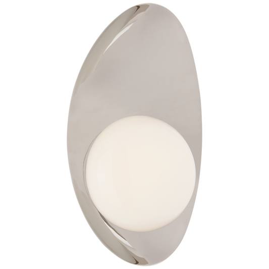 Nouvel Wall Sconce, LED, Polished Nickel, White Glass, 14.5"H (KW 2271PN-WG CLW5T)