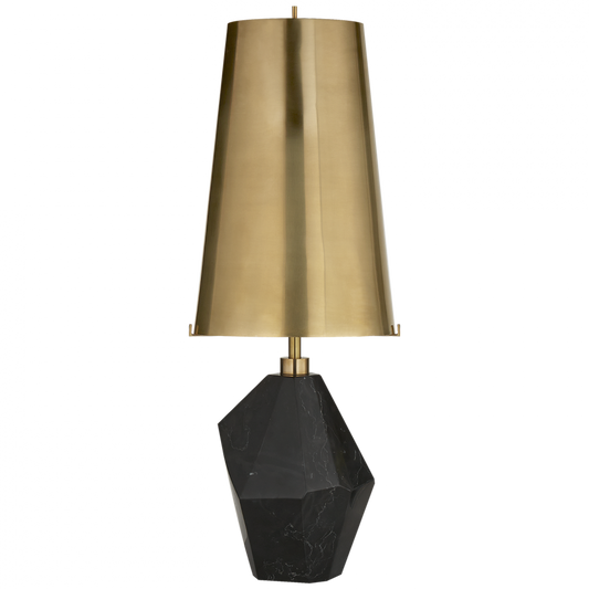 Halcyon Accent Table Lamp, 1-Light, Black Cremo Marble, Antique Brass Shade, 25"H (KW 3012BM-AB CHVGC)