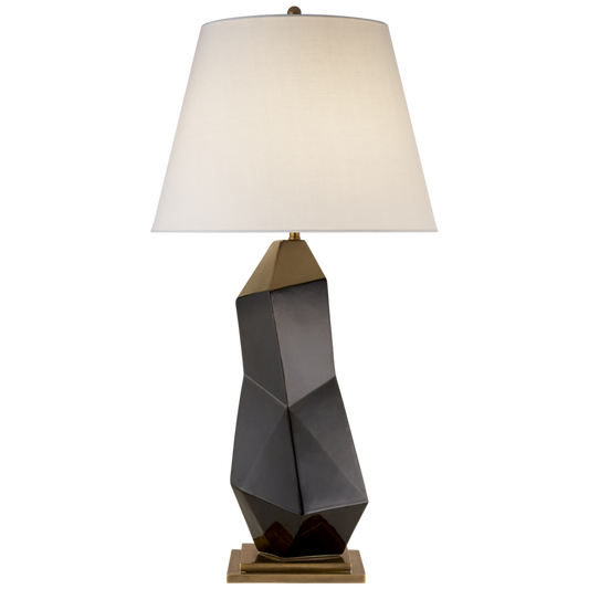 Bayliss Table Lamp, 1-Light, Black Porcelain, Linen Round Shade, 31.75"H (KW 3046BLK-L 2UZWG)