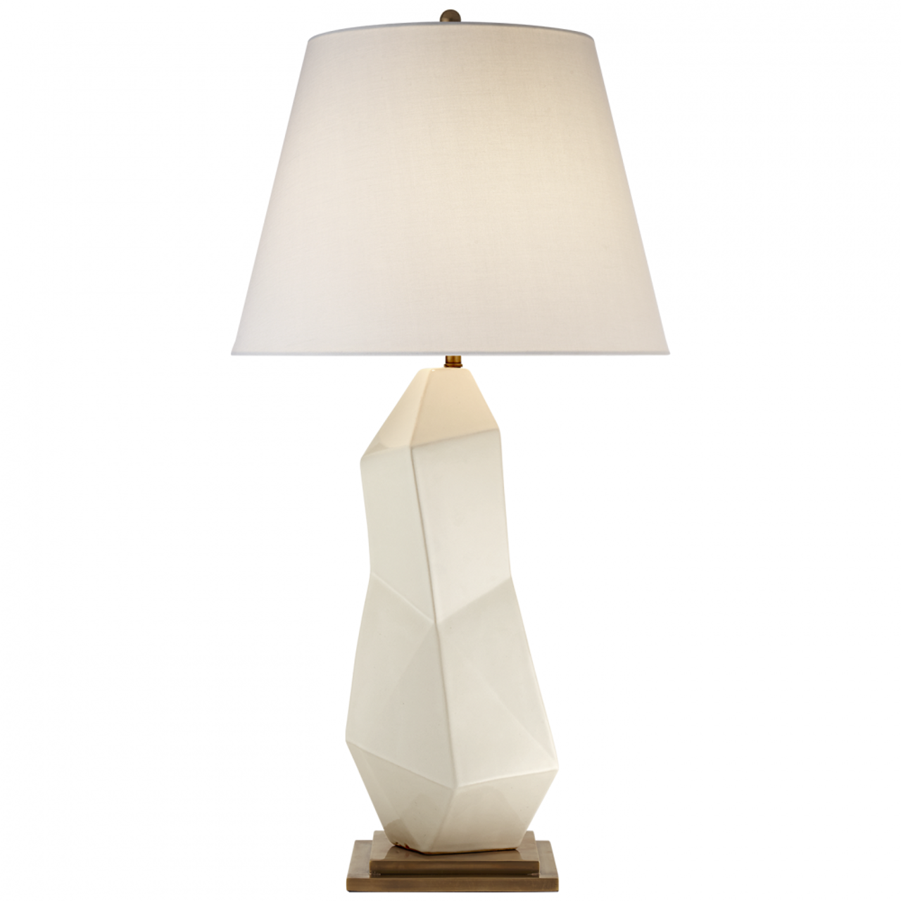 Bayliss Table Lamp, 1-Light, White Leather Ceramic, Linen Round Shade, 31.75"H (KW 3046WLC-L 2UZWH)