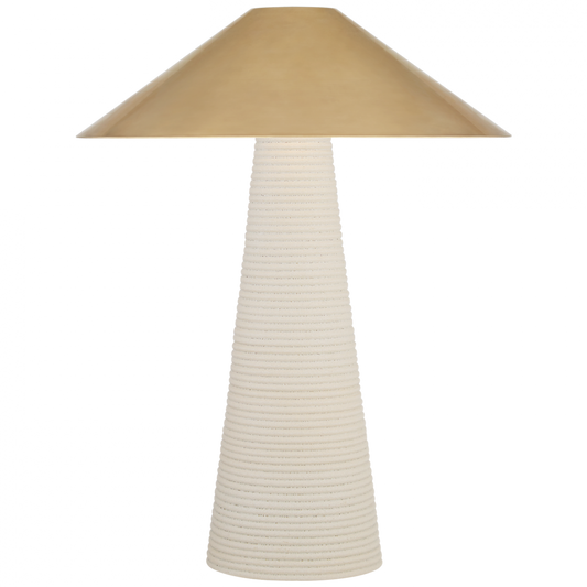 Miramar Accent Lamp, 3-Light, Porous White Porcelain, Antique-Burnished Brass Shade, 21.25"H (KW 3660PRW-AB CLW6P)