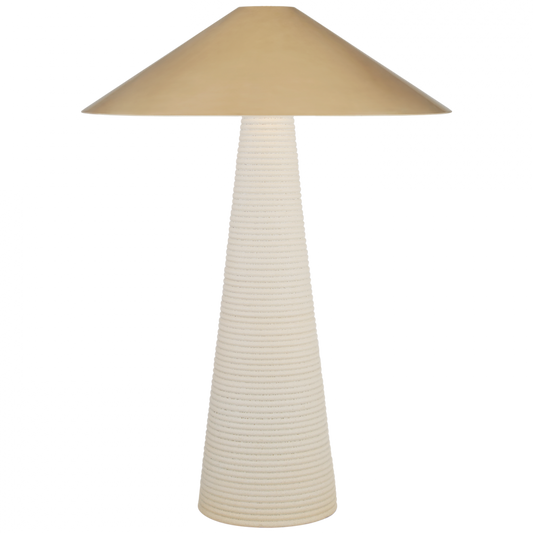 Miramar Table Lamp, 2-Light, Porous White Porcelain, Antique Burnished Brass Shade, 33"H (KW 3661PRW-AB CLX2W)