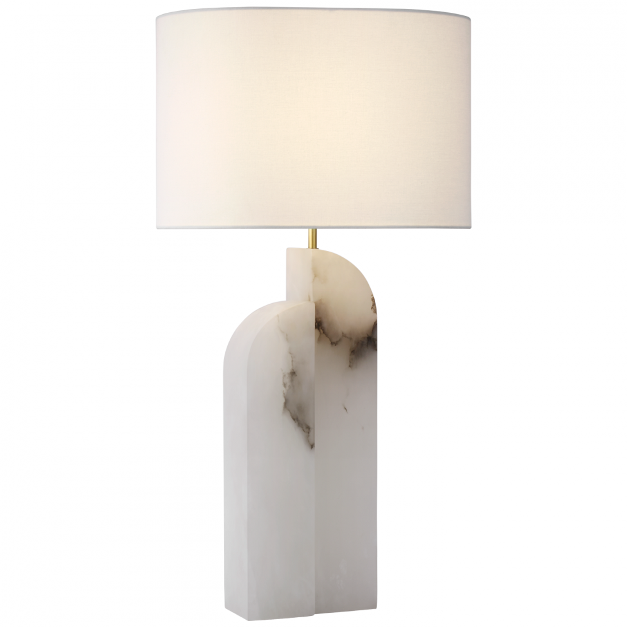 Savoye Large Left Table Lamp, 1-Light, Alabaster, Linen Oval Shade, 34"H (KW 3930ALB-L CX31U)