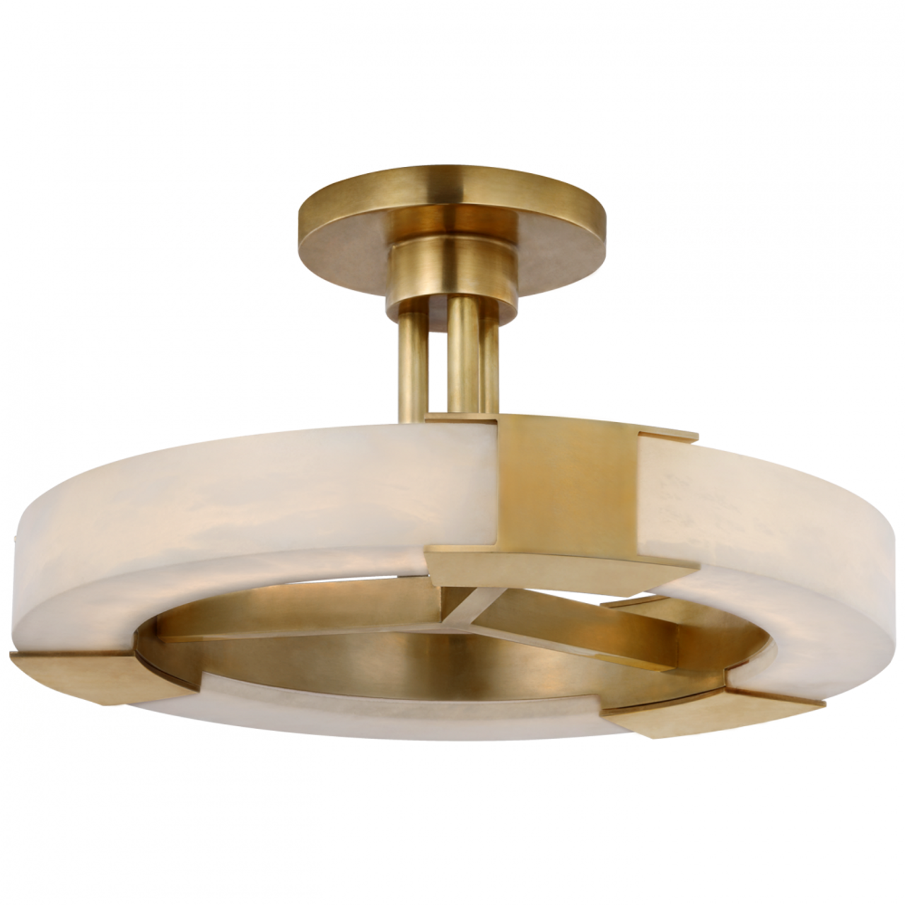 Covet Medium Ring Semi-Flush Mount, 1-Light, LED, Antique-Burnished Brass, Alabaster, 13.75"W (KW 4142AB/ALB D02RK)