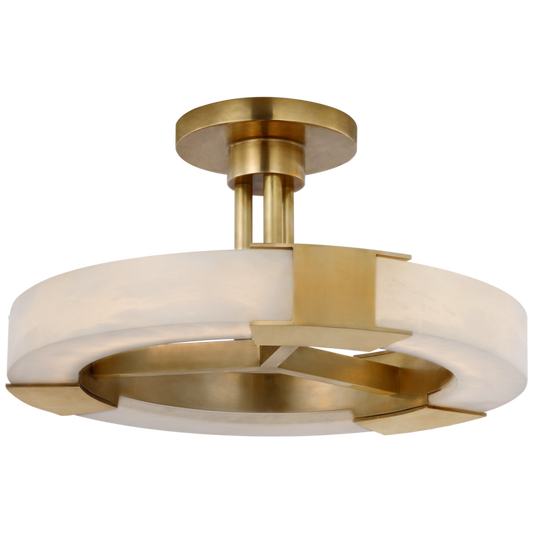 Covet Medium Ring Semi-Flush Mount, 1-Light, LED, Antique-Burnished Brass, Alabaster, 13.75"W (KW 4142AB/ALB D02RK)