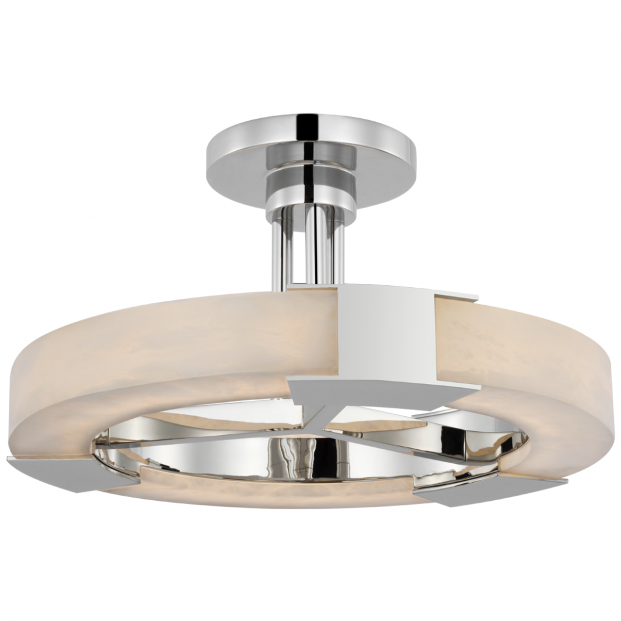 Covet Medium Ring Semi-Flush Mount, 1-Light, LED, Polished Nickel, Alabaster, 13.75"W (KW 4142PN/ALB D01UL)