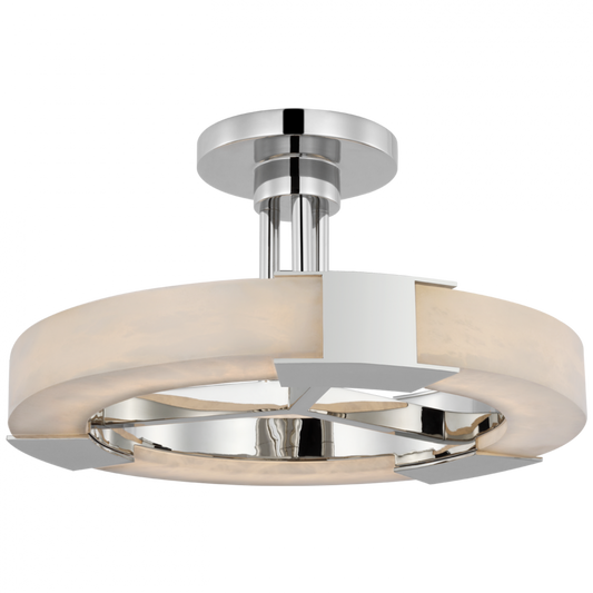 Covet Medium Ring Semi-Flush Mount, 1-Light, LED, Polished Nickel, Alabaster, 13.75"W (KW 4142PN/ALB D01UL)