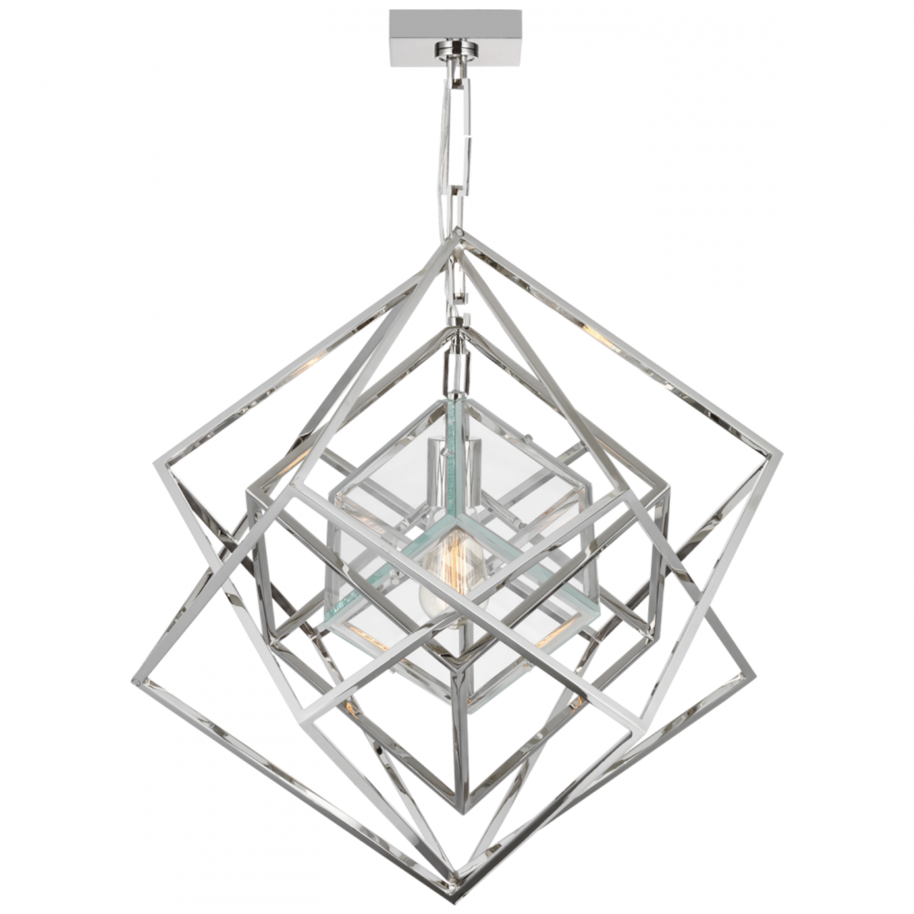 Cubist Small Chandelier, 1-Light, LED, Polished Nickel, 22.5"W (KW 5020PN-CG D01UR)