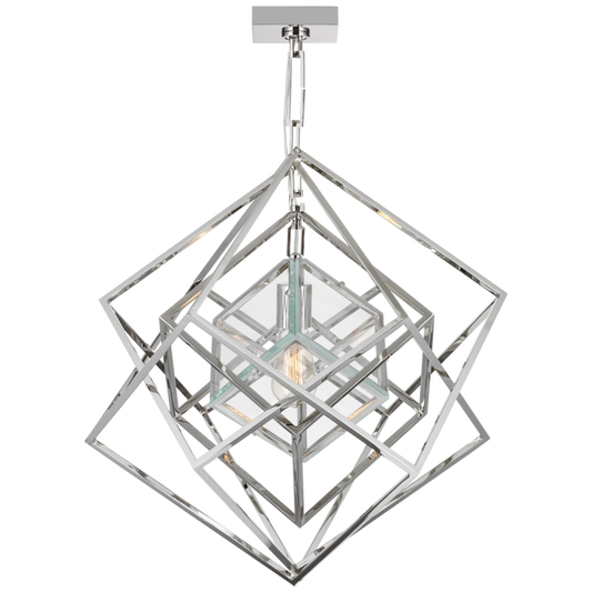 Cubist Small Chandelier, 1-Light, LED, Polished Nickel, 22.5"W (KW 5020PN-CG D01UR)