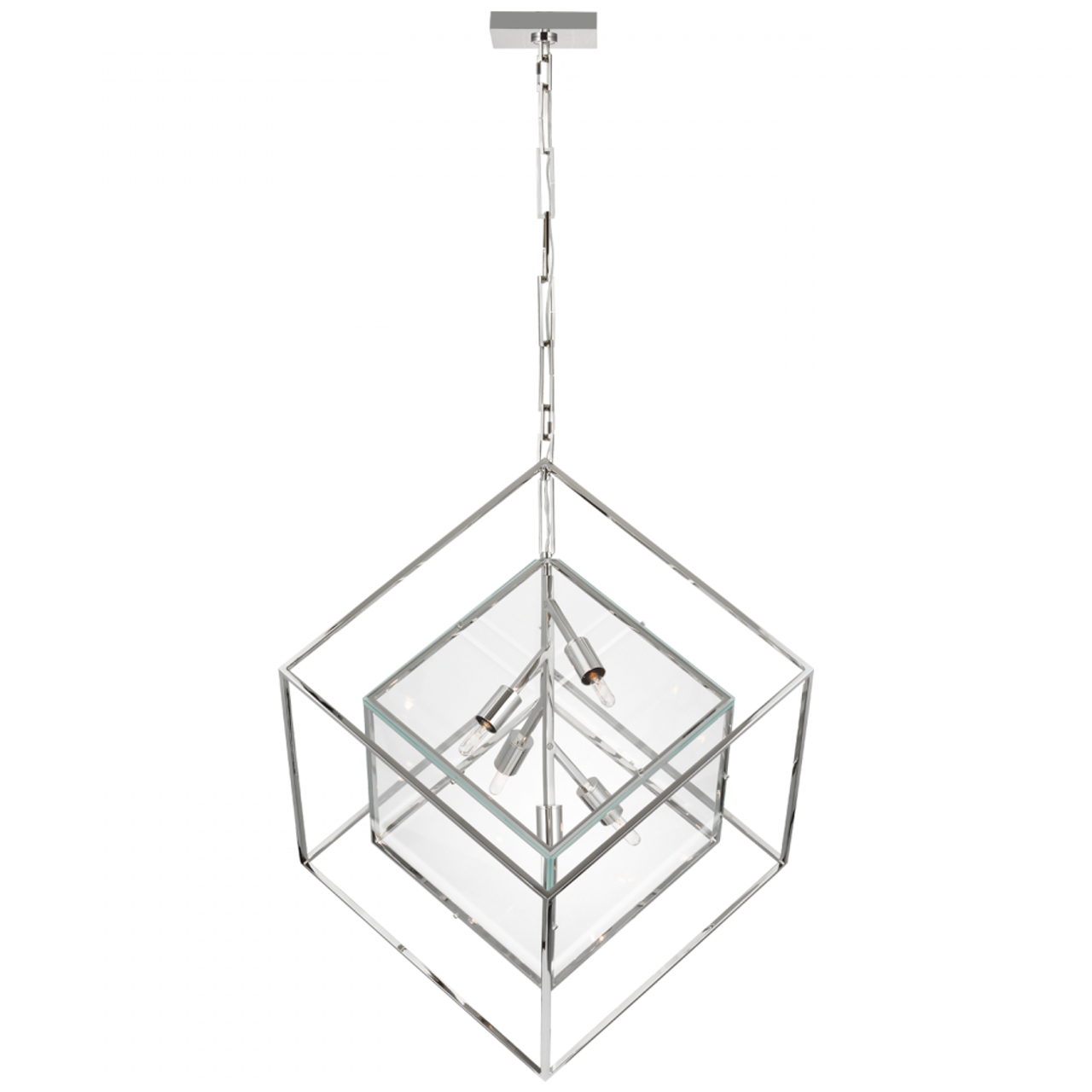 Cubed X-Large Pendant, 5-Light, LED, Polished Nickel, 28.5"W (KW 5025PN-CG D01UQ)